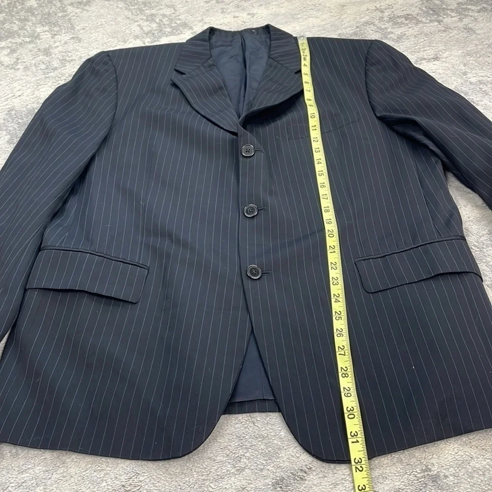 Joseph Abboud Black Pinstripe Suit Business Formal Wool Sz 42S Jacket 36 Pants